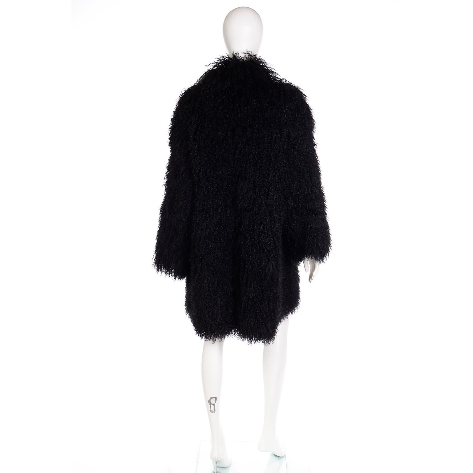 Escada Couture Vintage Mongolian Lambswool Black Coat 3