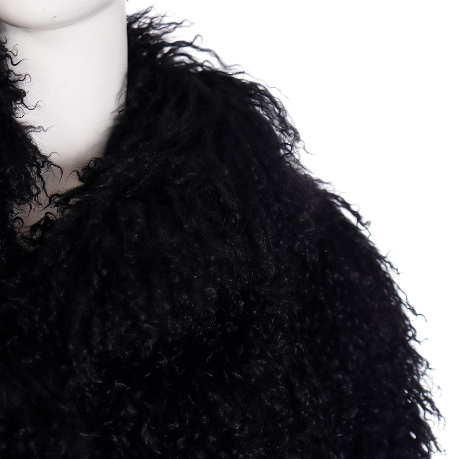 Escada Couture Vintage Mongolian Lambswool Black Coat 6