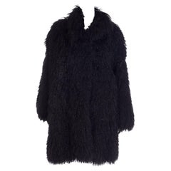 Escada Couture Retro Mongolian Lambswool Black Coat