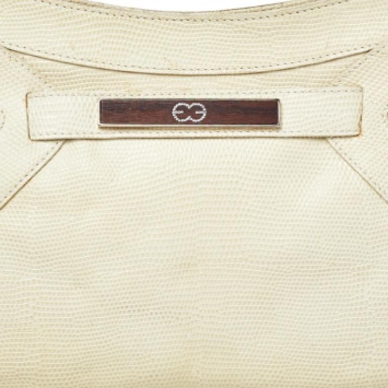 Escada - Sac à bandoulière Baguette en cuir gaufré lézard crème Pour femmes en vente