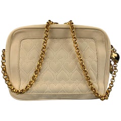 ESCADA Cream Quilted Suede Cross Body Handbag