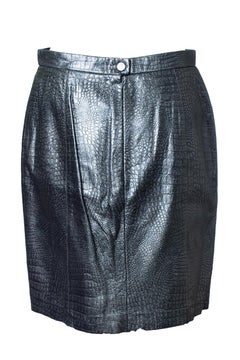 Escada, croc embossed metallic leather skirt