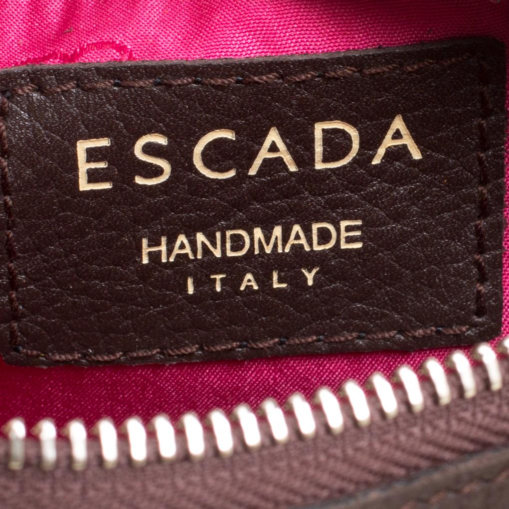 Escada Dark Brown Leather Small Eluna Shoulder Bag 3