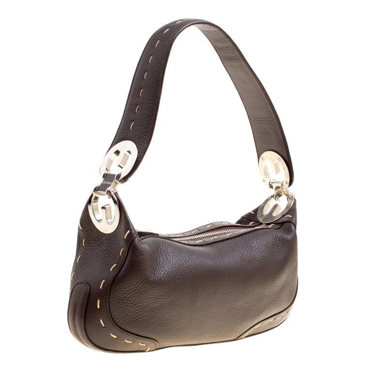 Escada Dark Brown Leather Small Eluna Shoulder Bag For Sale at 1stDibs ...