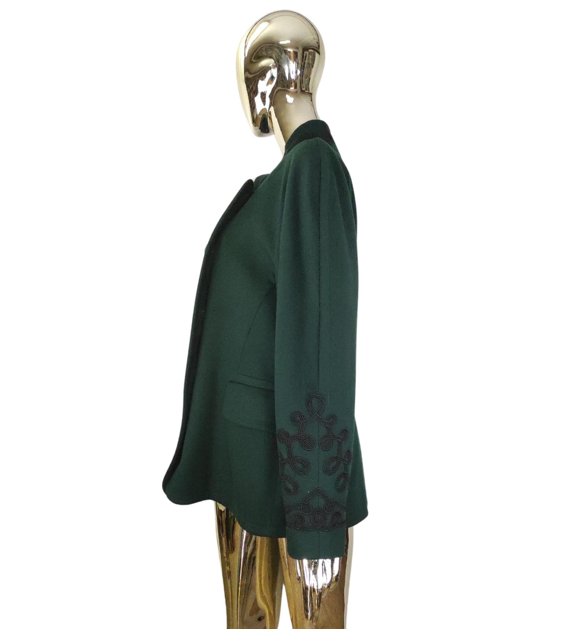 Black Escada dark green embroidered blazer For Sale