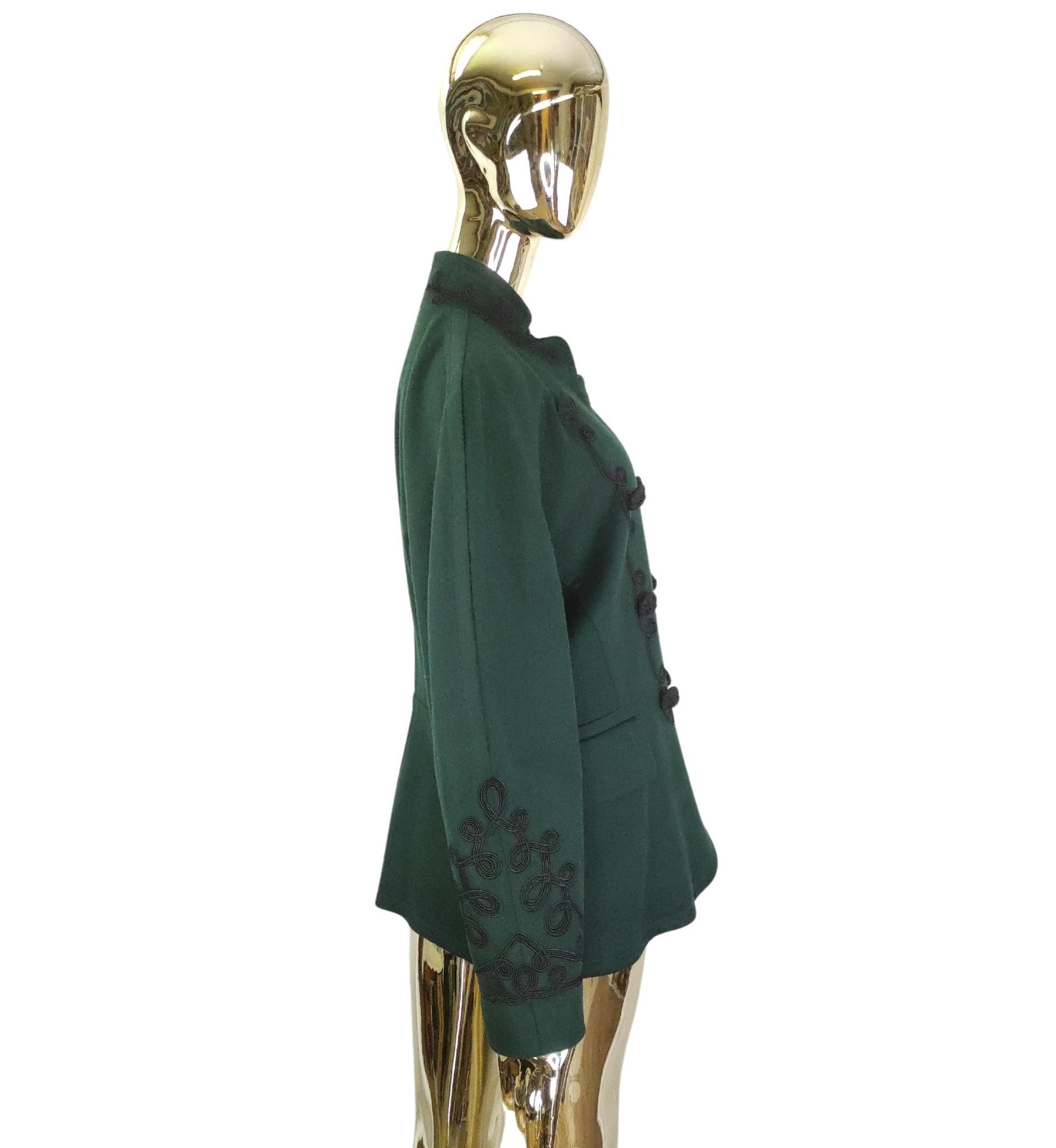 Escada dark green embroidered blazer In Good Condition For Sale In Milano, IT