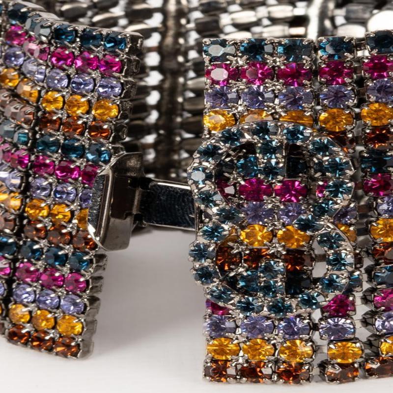 Escada Dark-Silvery Metal Bracelet with Rhinestone For Sale 4