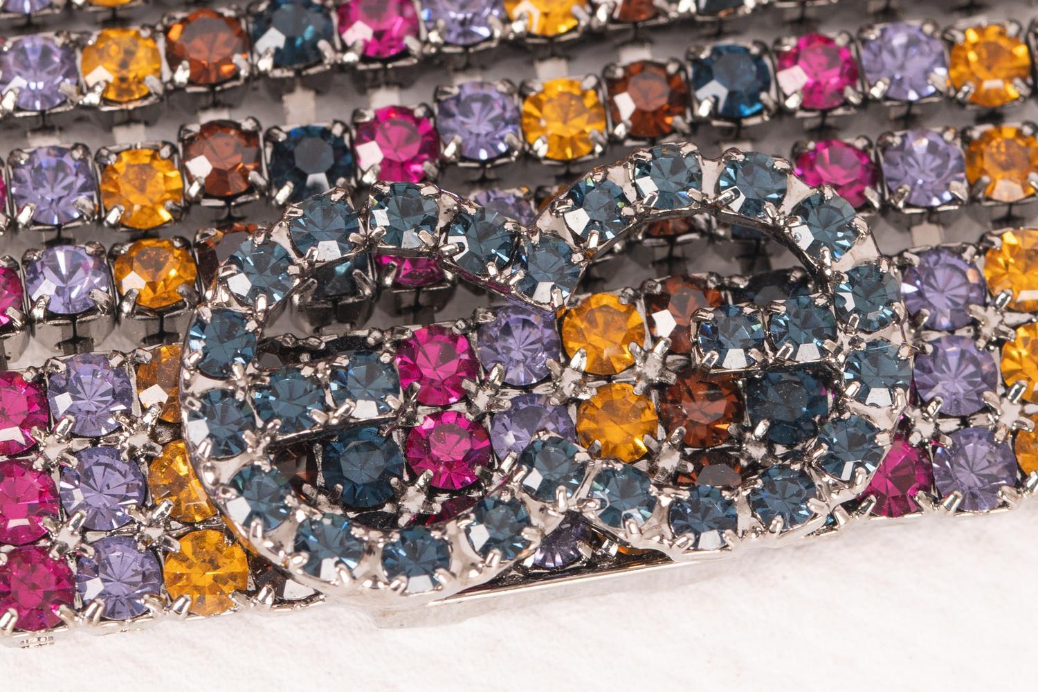 Escada Dark-Silvery Metal Bracelet with Rhinestone For Sale 5