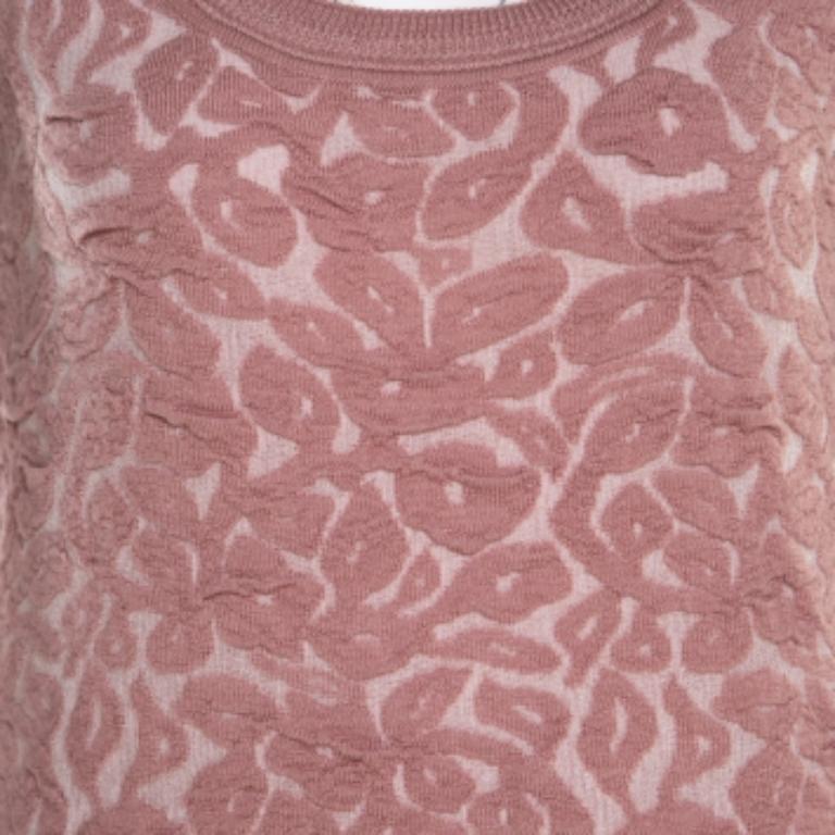 Escada Top senza maniche Shela in maglia jacquard floreale rosa tenero scuro S in vendita 1