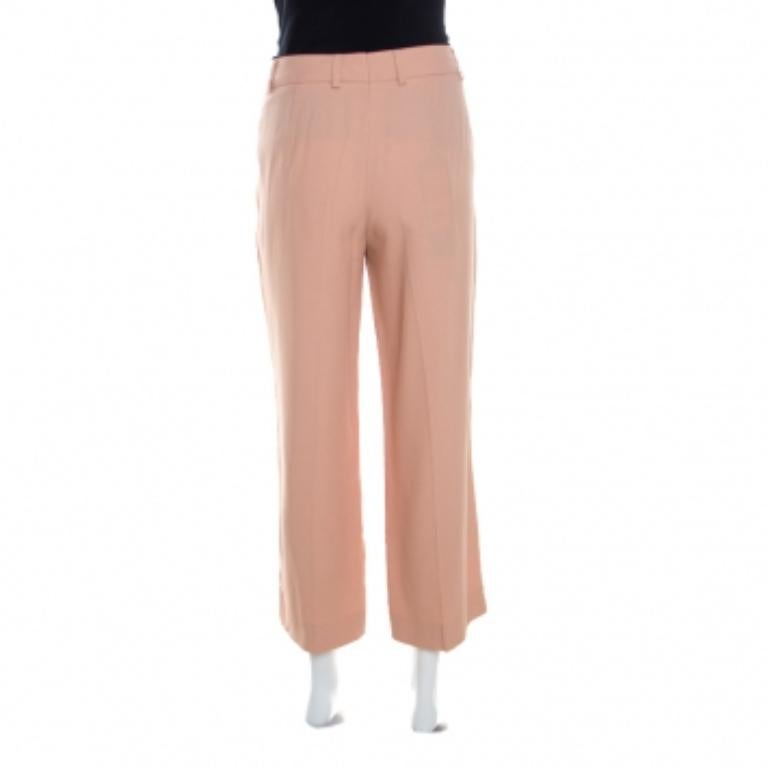 Beige Escada Desert Rose Pink Crepe Tailored Torill Straight Trousers M. in vendita
