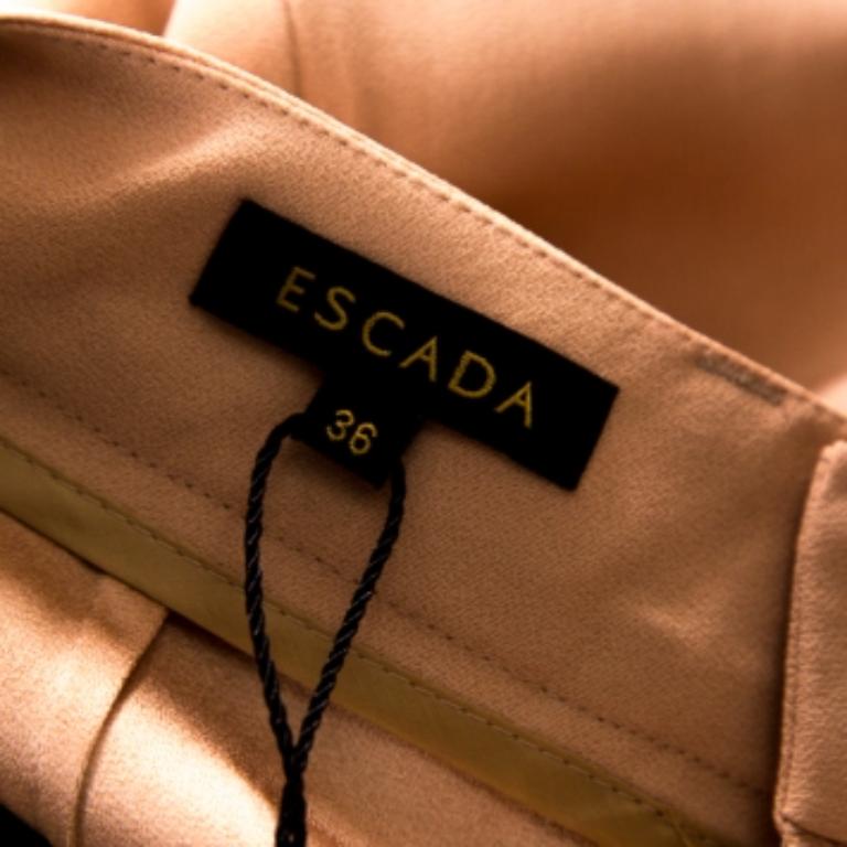 Donna Escada Desert Rose Pink Crepe Tailored Torill Straight Trousers M. in vendita