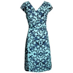 Escada Dress Heather Light V-Neck Baroque Print size 42