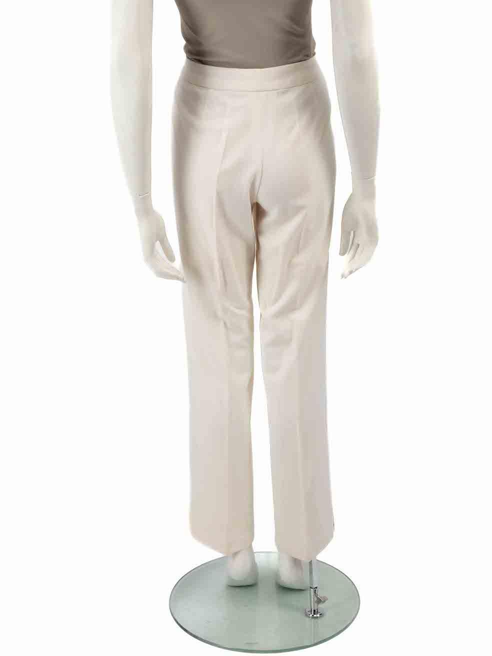 Escada Ecru Wool Straight Trousers Size S In Good Condition For Sale In London, GB