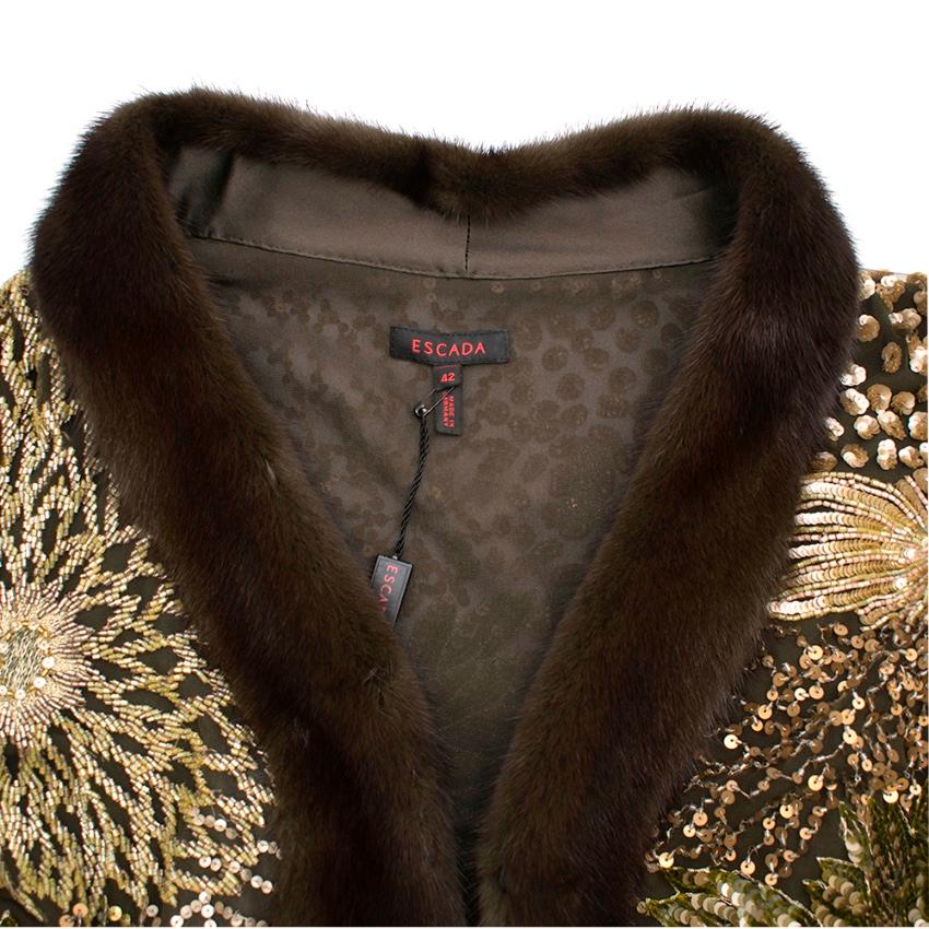 Escada Embellished Mink Vintage Short Sleeve Jacket - Size US 6 In New Condition For Sale In London, GB