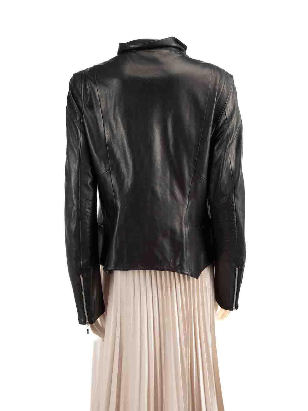 Escada Escada Sport Black Leather Zip Accent Biker Jacket Size XXL In Excellent Condition In London, GB