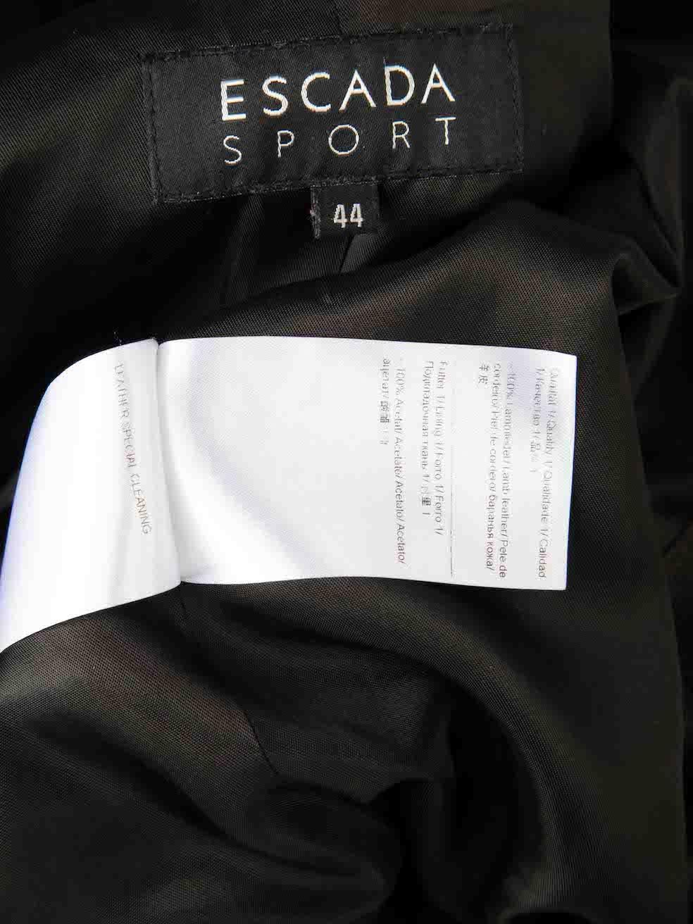 Women's Escada Escada Sport Black Leather Zip Accent Biker Jacket Size XXL