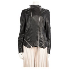 Escada Escada Sport Black Leather Zip Accent Biker Jacket Size XXL