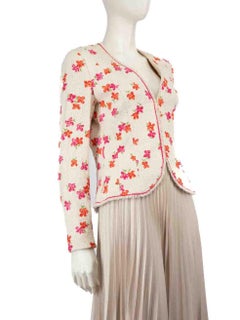 Escada Floral Print Tweed Jacket Size S