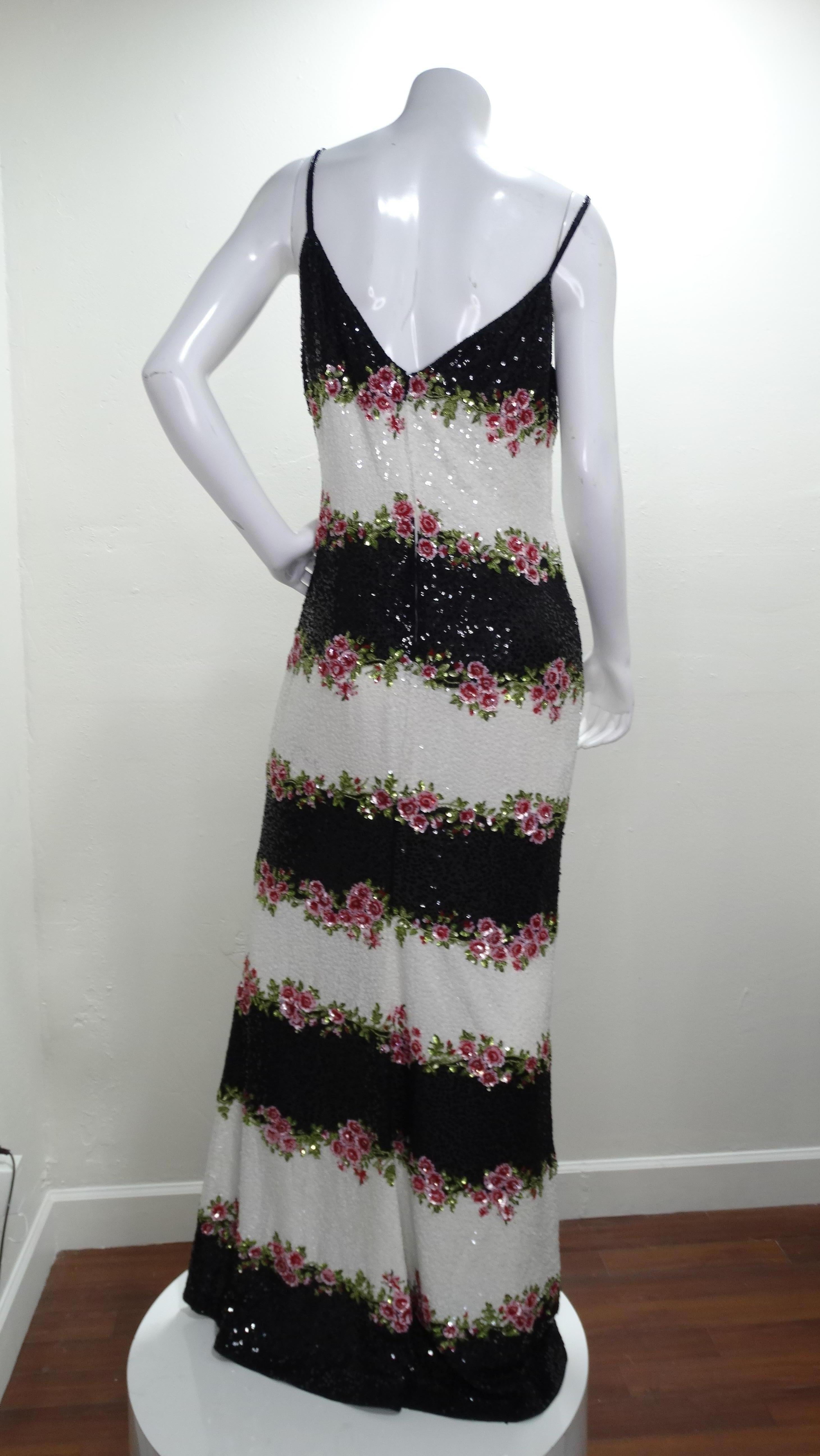 Maxi Vestido Floral de Lentejuelas Escada 1