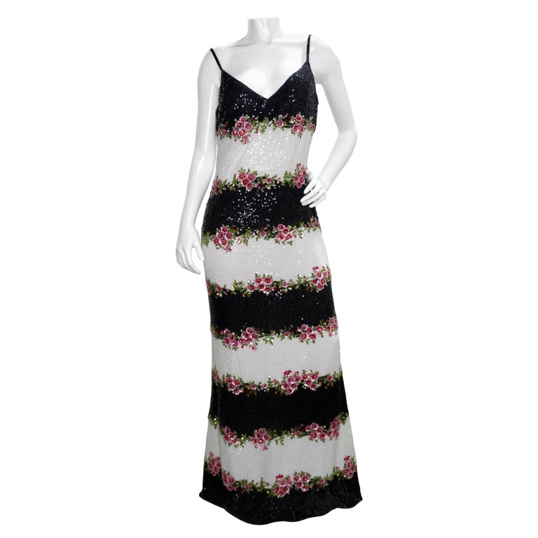 Escada Floral Sequin Maxi Dress For Sale at 1stDibs | floral sequin dress,  escada sequin dress, jaw dropping sequin maxi dress