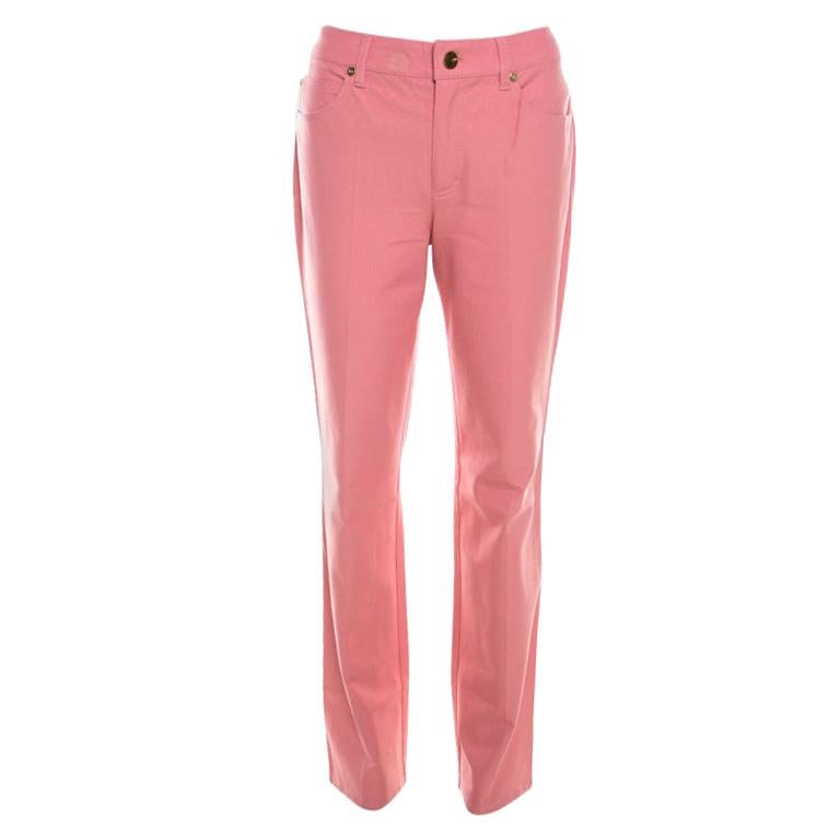 Escada Framboise Pink Stretch Denim High Rise Straight Leg Tessa Jeans M