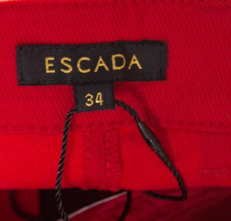 Escada Jean droit Teresa en denim extensible rouge grenat S Pour femmes en vente
