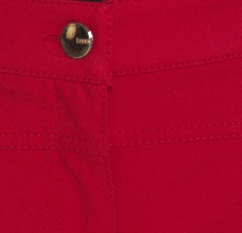 Escada Jean droit Teresa en denim extensible rouge grenat S en vente 1