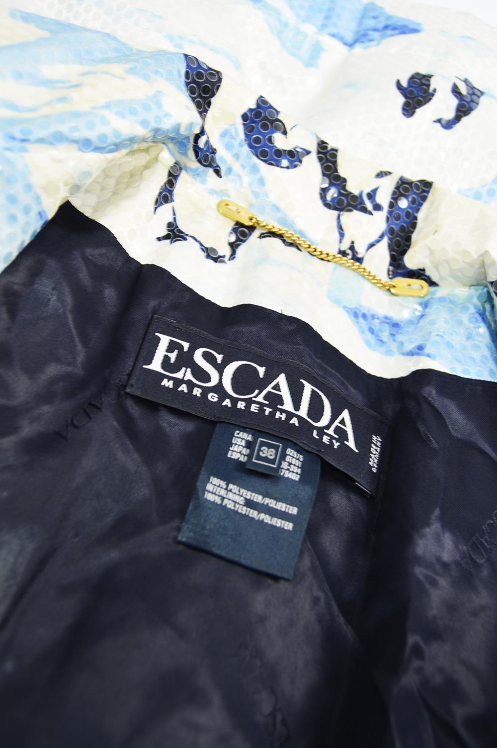Escada 'Global Warming' Iconic Vintage Penguin Print Sequin Jacket, 1980s For Sale 2