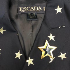 Escada Gold/Black Gold Toned Hardware Star Brooch