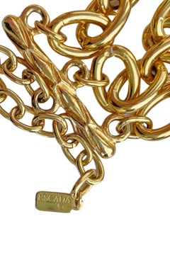 Escada Gold Charm Necklace With Red Square & Panther Charm