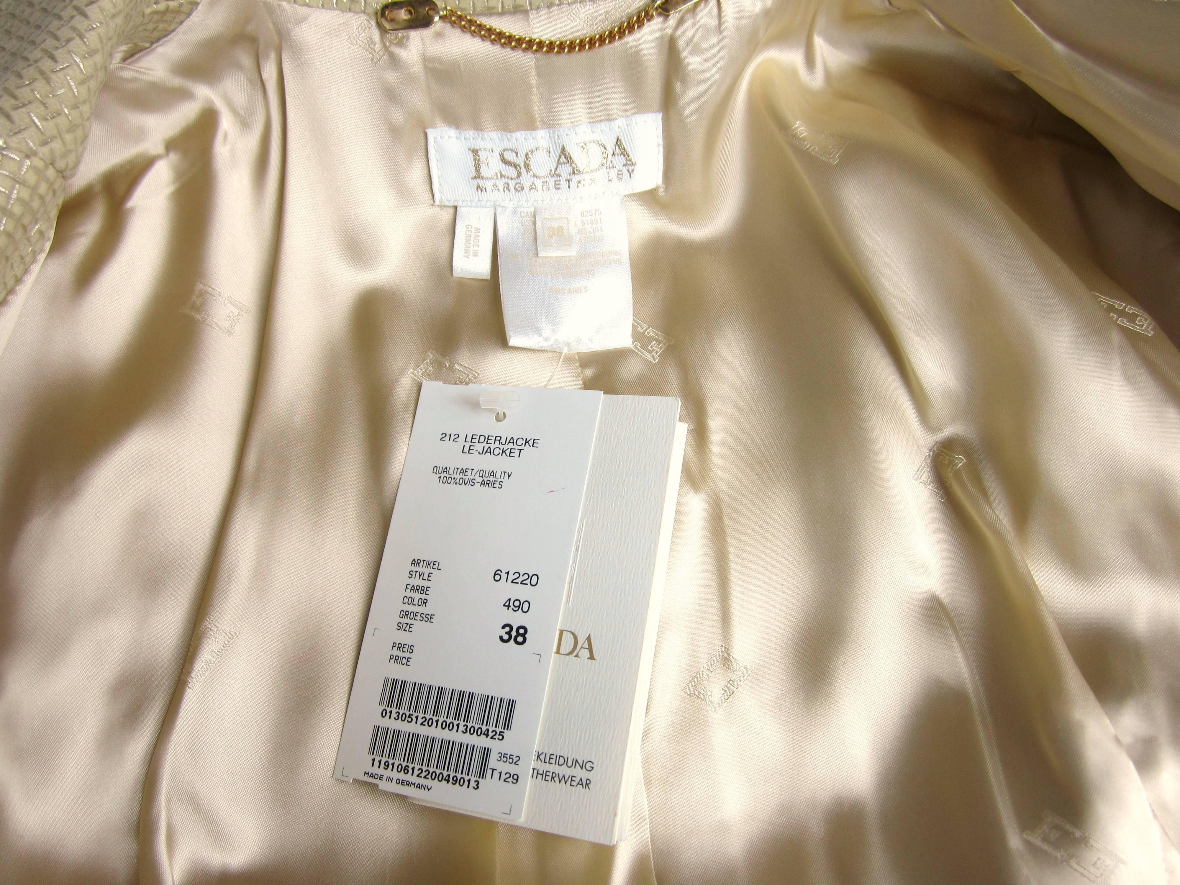 Escada Gold Leather 1990s Blazer Jacket New, Never Worn Price Tags Attached  In New Condition For Sale In Wallkill, NY