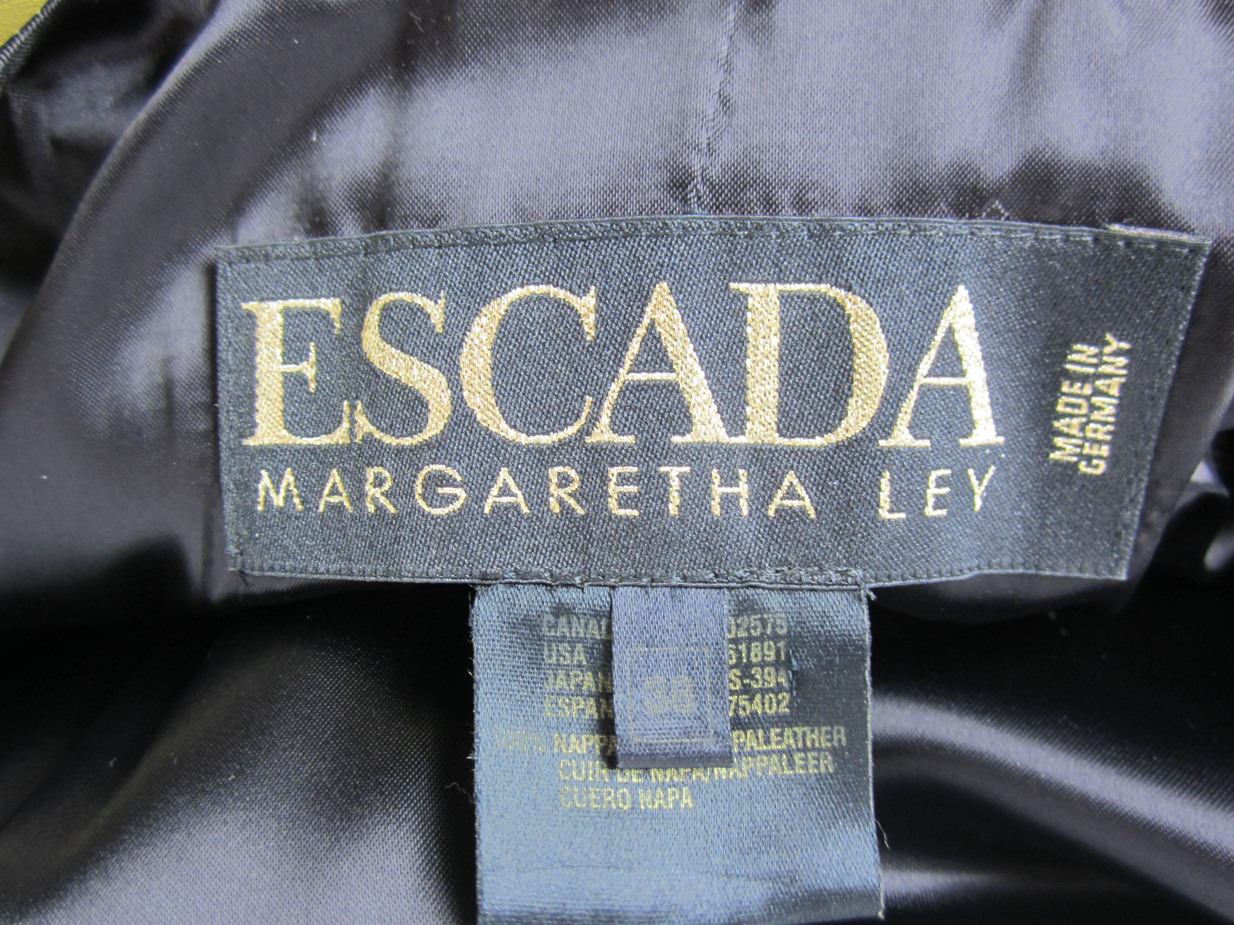 Escada Gold Leather Blazer Jacket Double Breasted Shimmering  1990s UK 38  For Sale 1