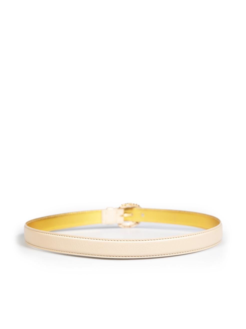White Escada Gold Leather Chain Buckle Belt