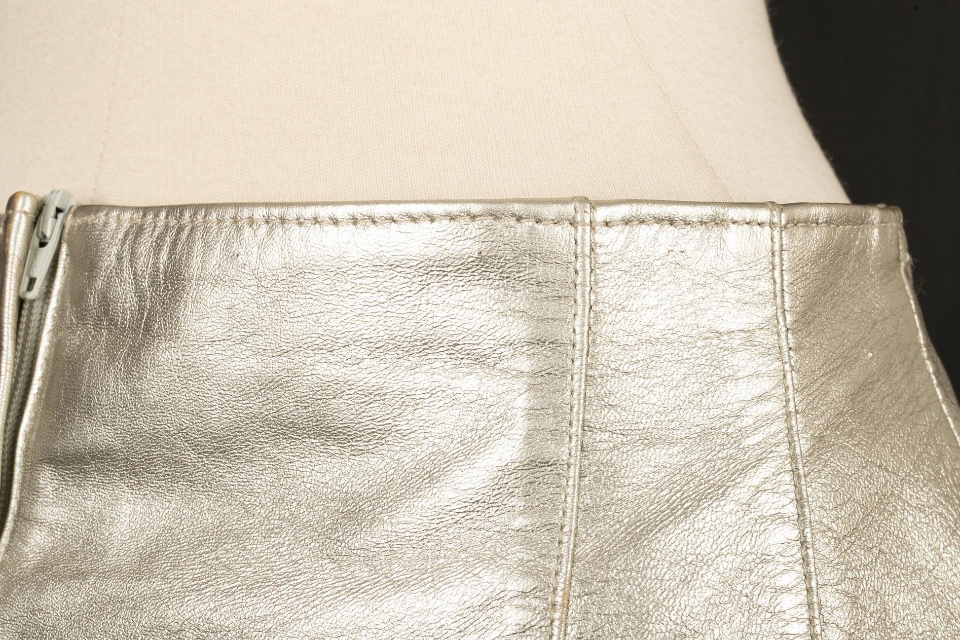 Women's Escada Golden Leather Skirt, 1990s For Sale