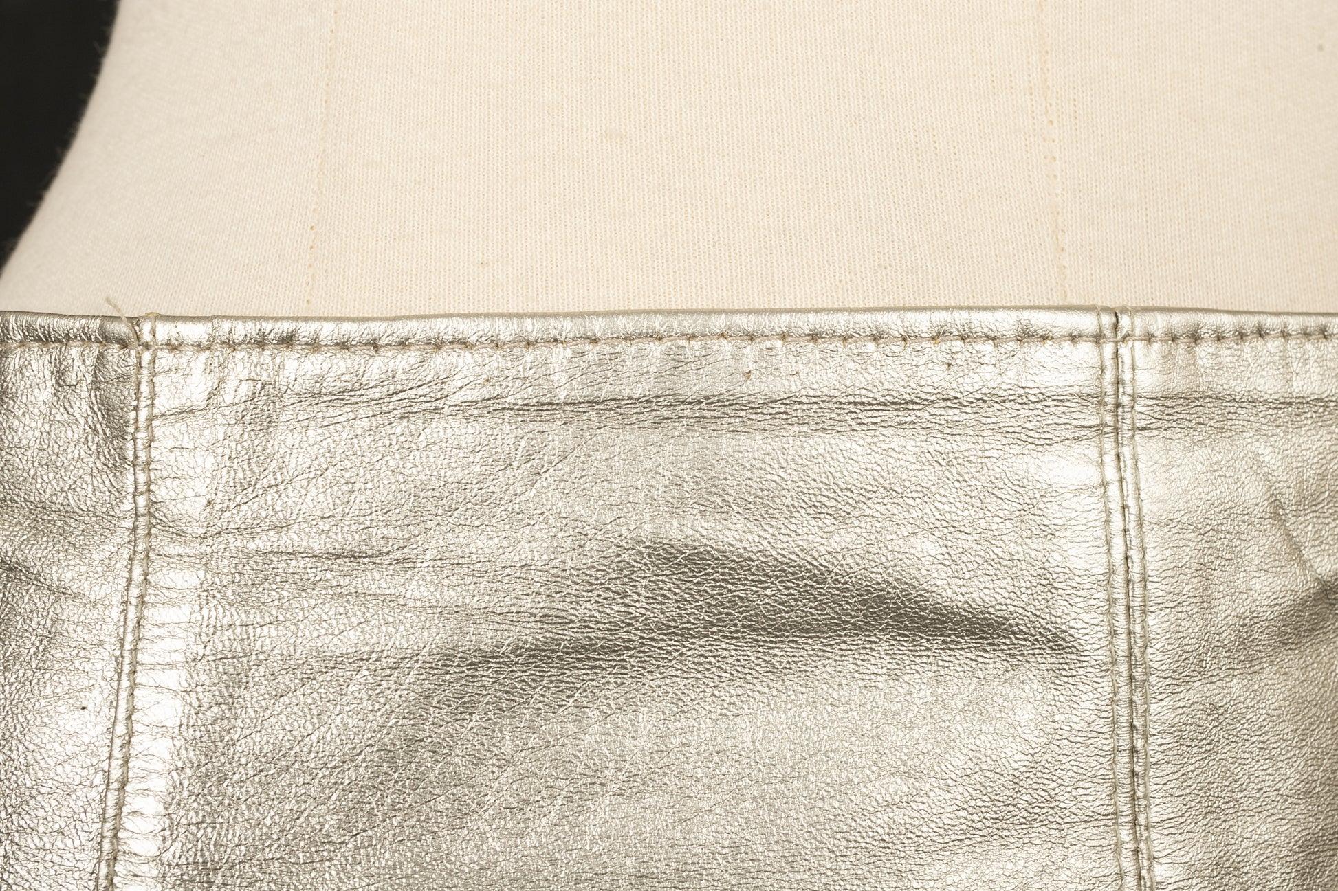 Escada Golden Leather Skirt, 1990s For Sale 1
