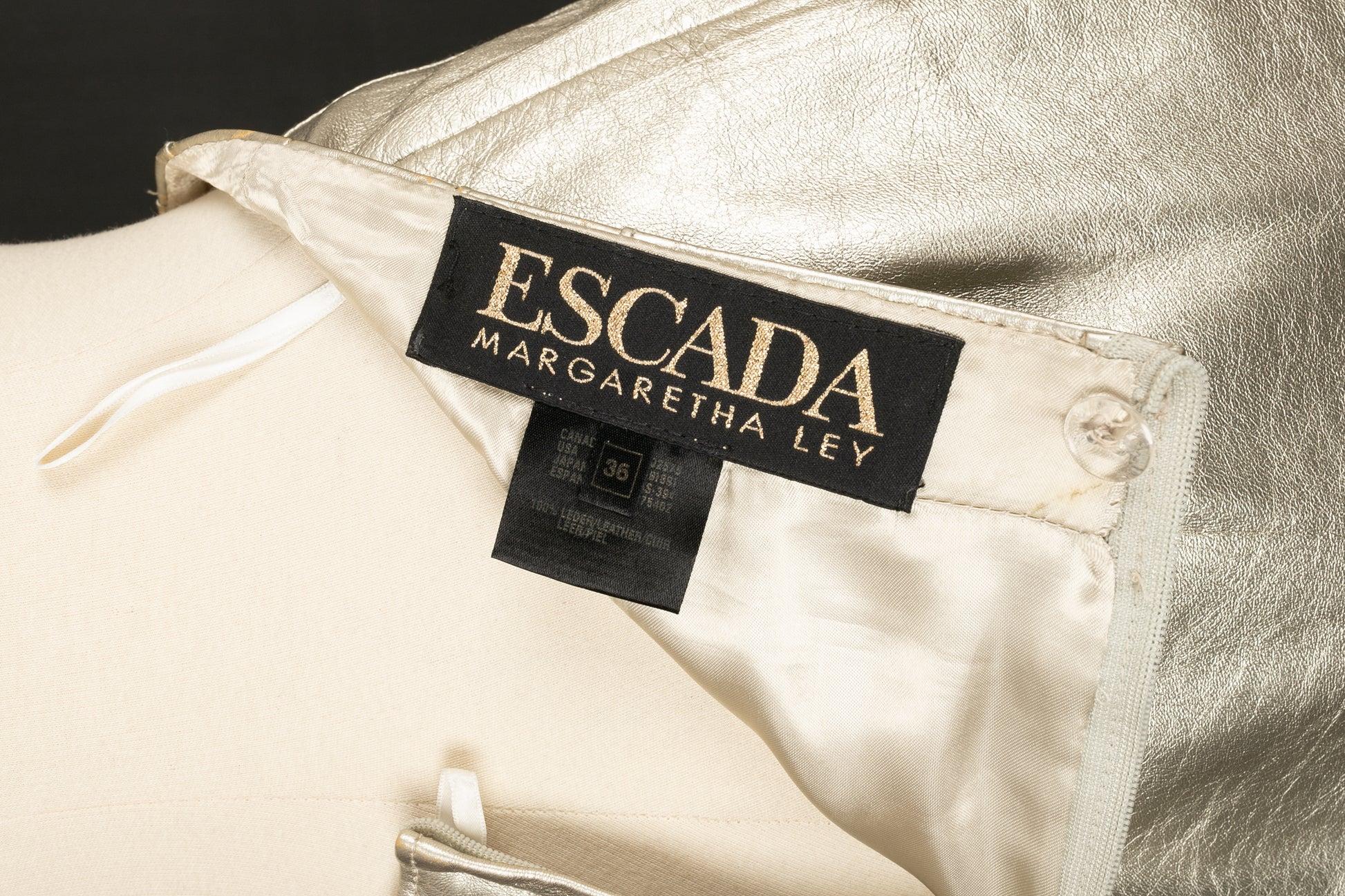 Escada Golden Leather Skirt, 1990s For Sale 3