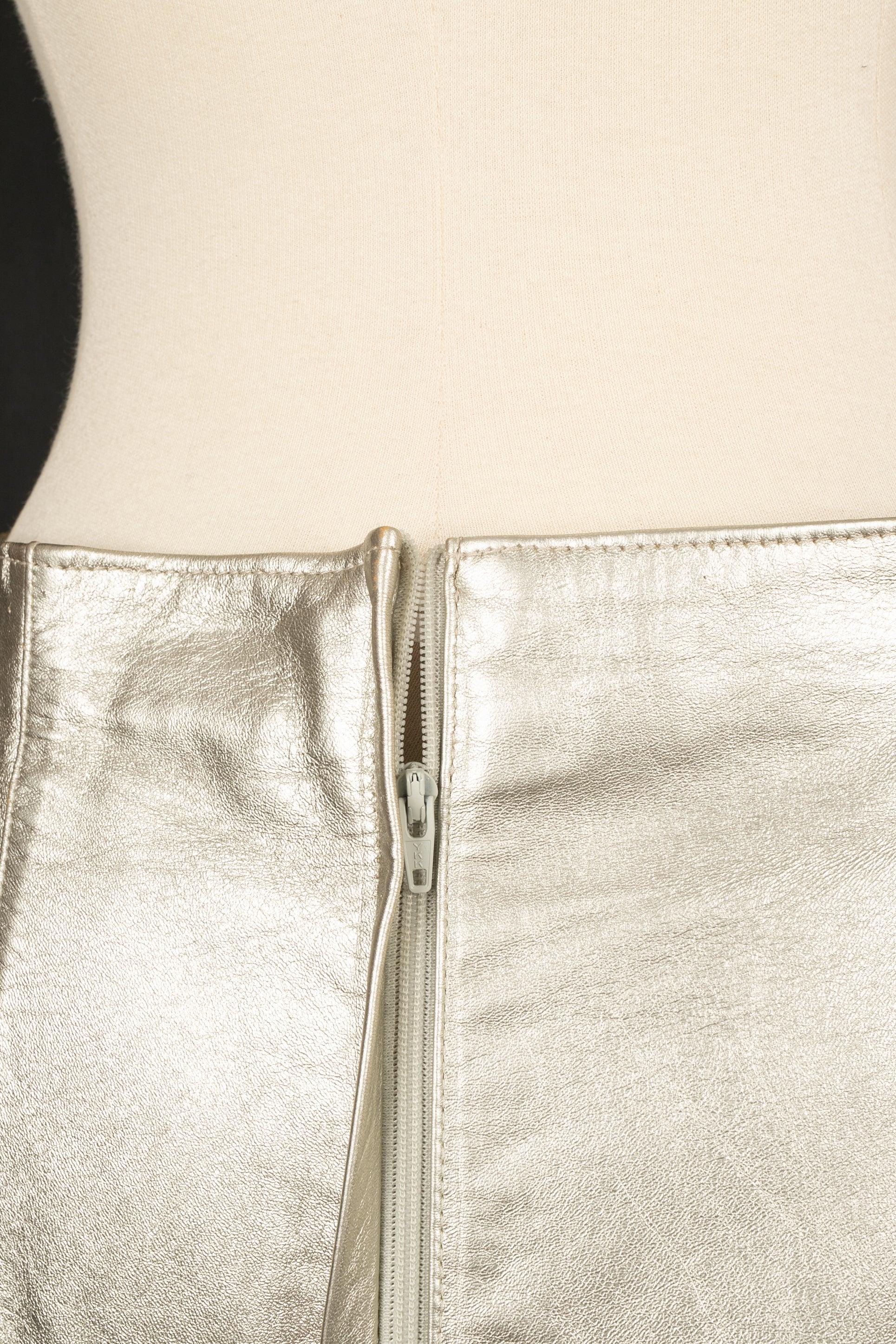 Escada Golden Leather Skirt, 1990s For Sale 4