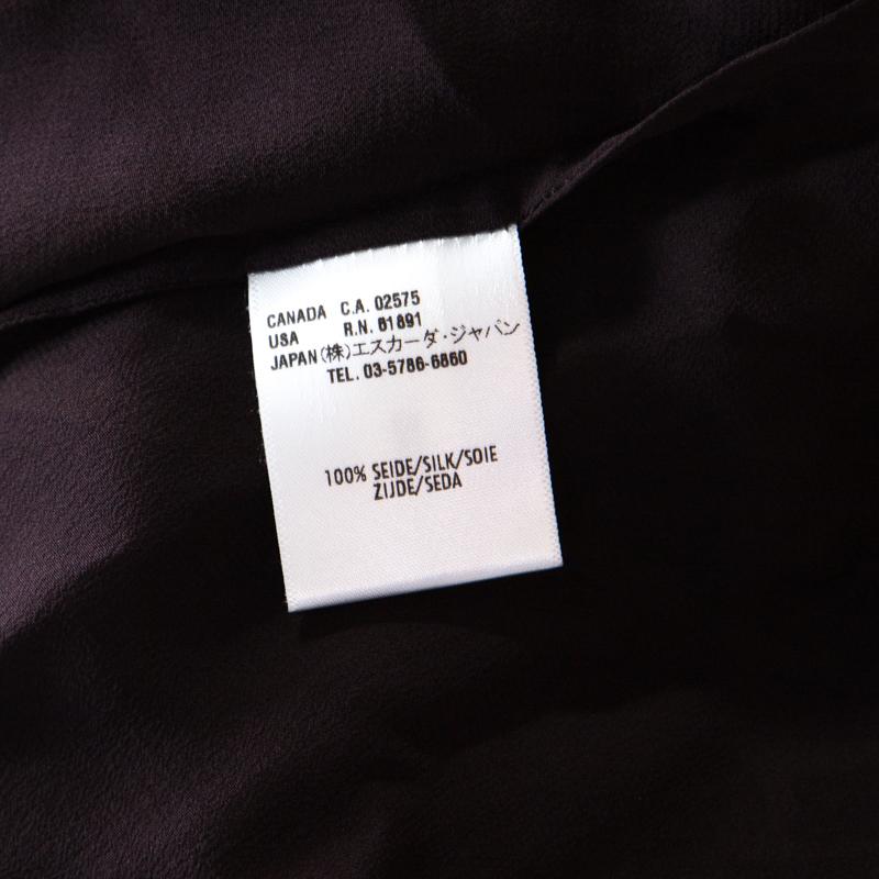 Black Escada Green and Brown Fauna Print Plisse Silk Ruffled Halter Maxi Dress M For Sale