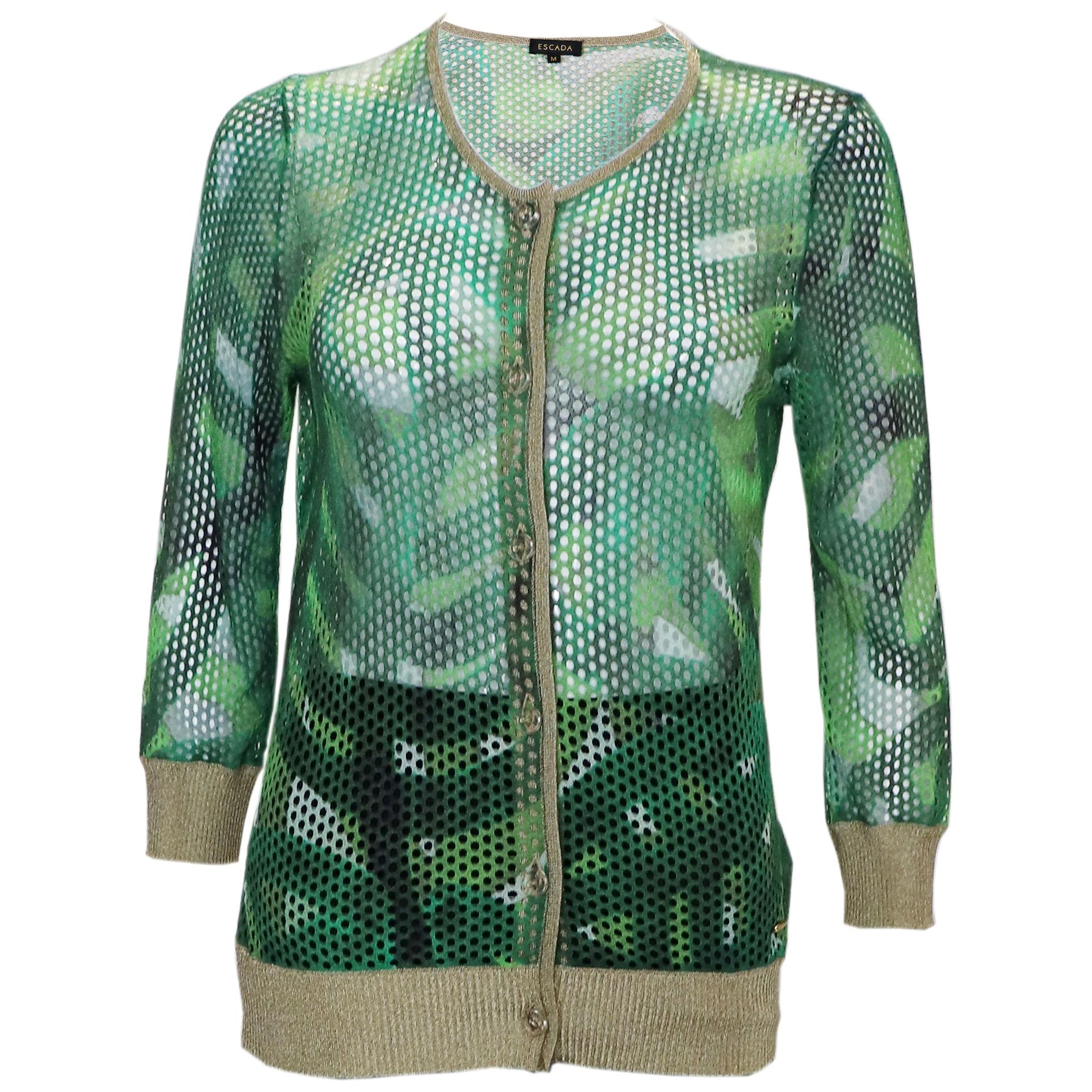Escada Green and Gold Cardigan For Sale at 1stDibs | green and 