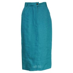 Vintage Escada Green Linen A Line Long Skirt