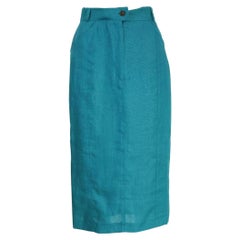 Escada Green Linen A Line Long Skirt