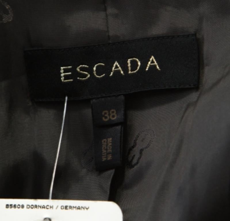 Escada Gris Cachemira Lana Animal Patrón Un Botón Blazer M Negro en venta