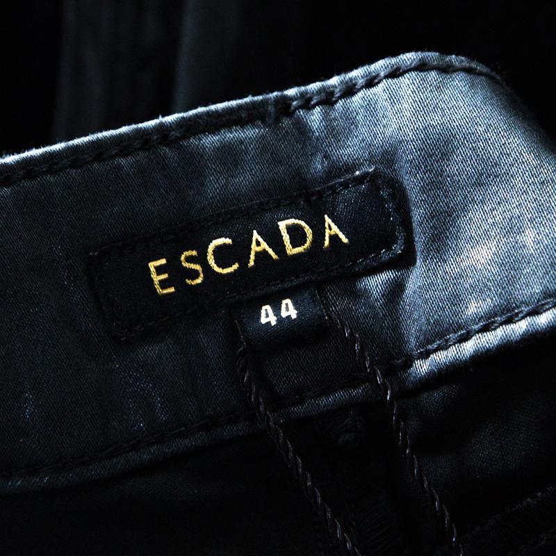Women's Escada Grey Coated Stretch Denim Straight Leg Jeans M