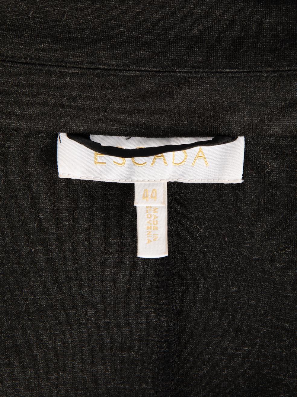 Escada Grey Embellished Pocket Zip Up Blazer Size L In Good Condition For Sale In London, GB