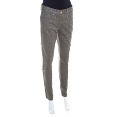 Escada Grey Floral Jacquard Stretch Denim Skinny Jeans M