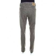Escada Grey Floral Jacquard Stretch Denim Skinny Jeans M