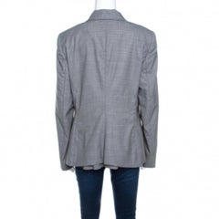Escada Grey Houndstooth Wool Asymmetric Bibi Jacket L