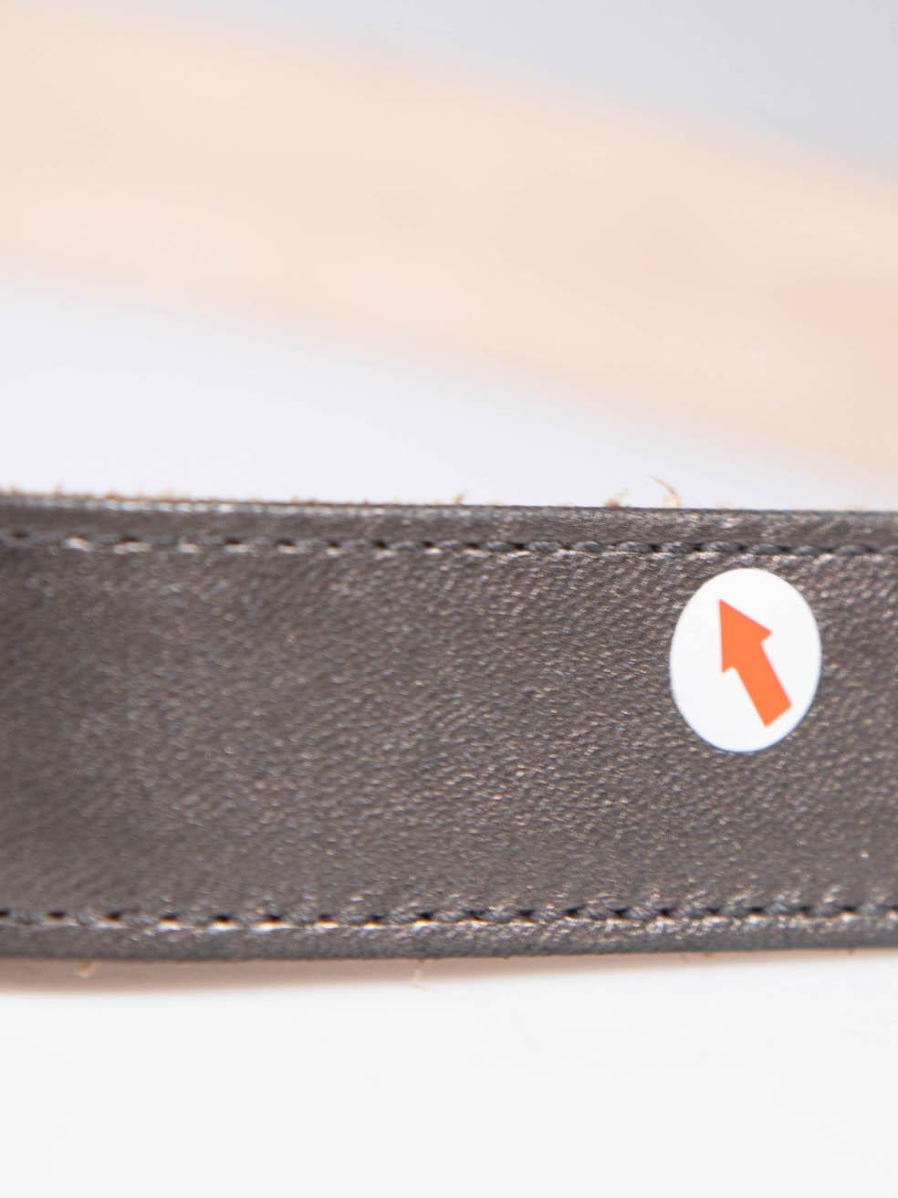 Escada Grey Metallic Leather Logo Buckle Belt For Sale 1