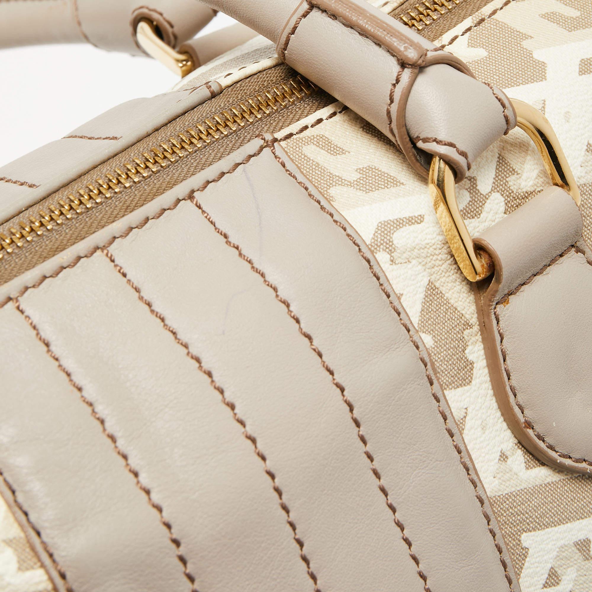 Escada Grey/Multicolor Printed Coated Canvas and Leather Bowler Bag 1