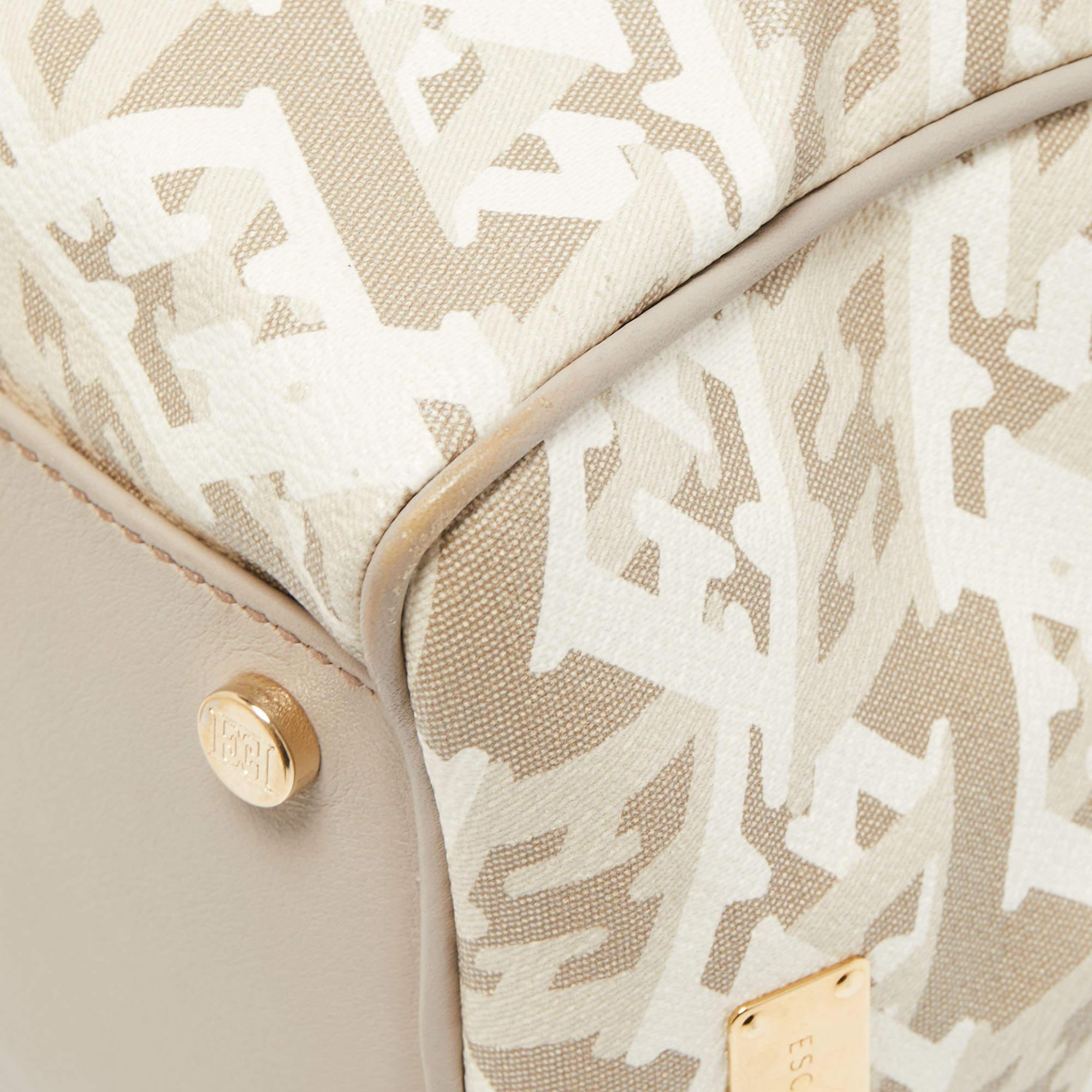 Escada Grey/Multicolor Printed Coated Canvas and Leather Bowler Bag 2